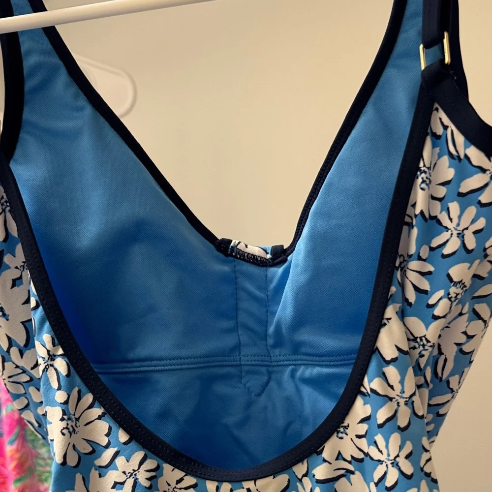 Lilly Pulitzer Blue and White Floral One Piece Swimsuit - Picture 3 of 5